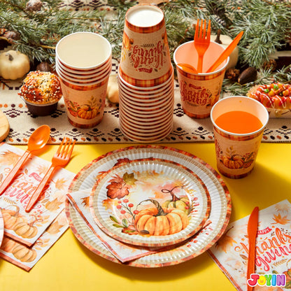 168-Piece Thanksgiving Disposable Paper Dinnerware Set