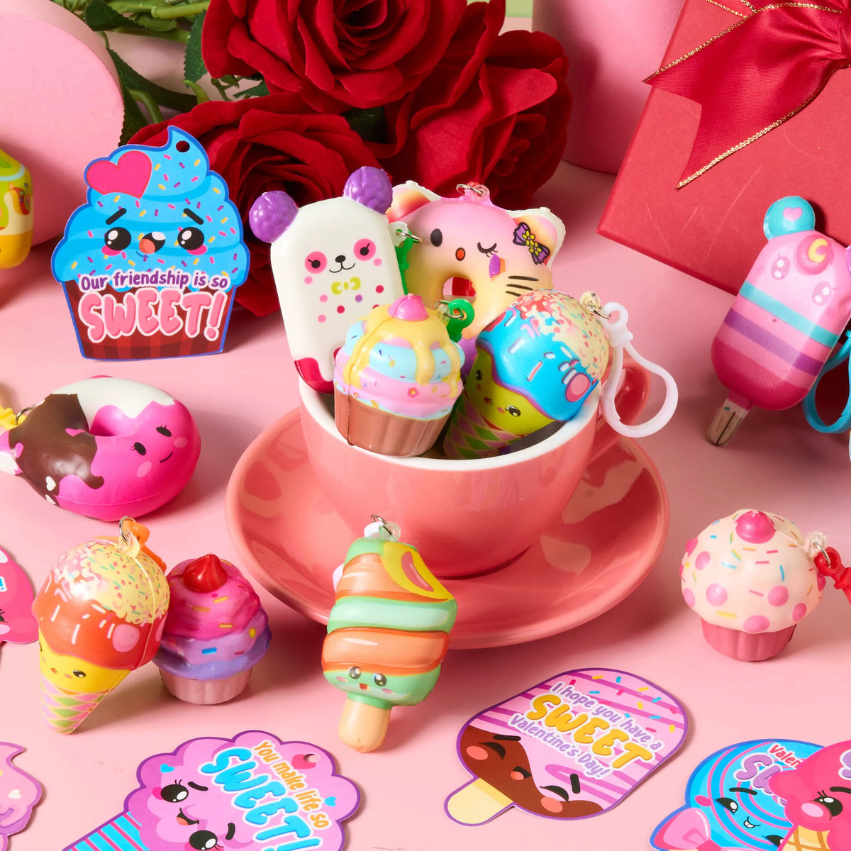 30 Cute Valentine's Day Keychains with Cards for Kids Gift Exchange