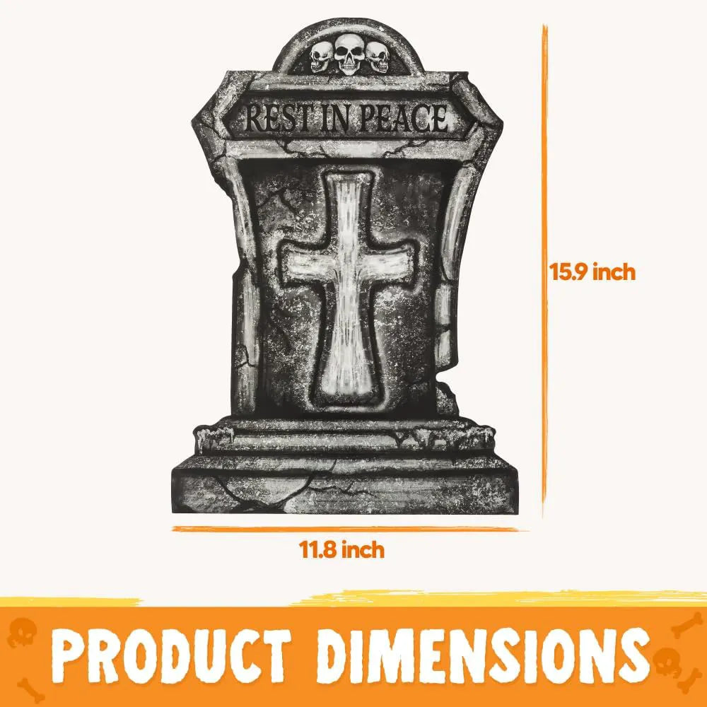 16" Halloween Tombstones Decorations, 9 Pcs