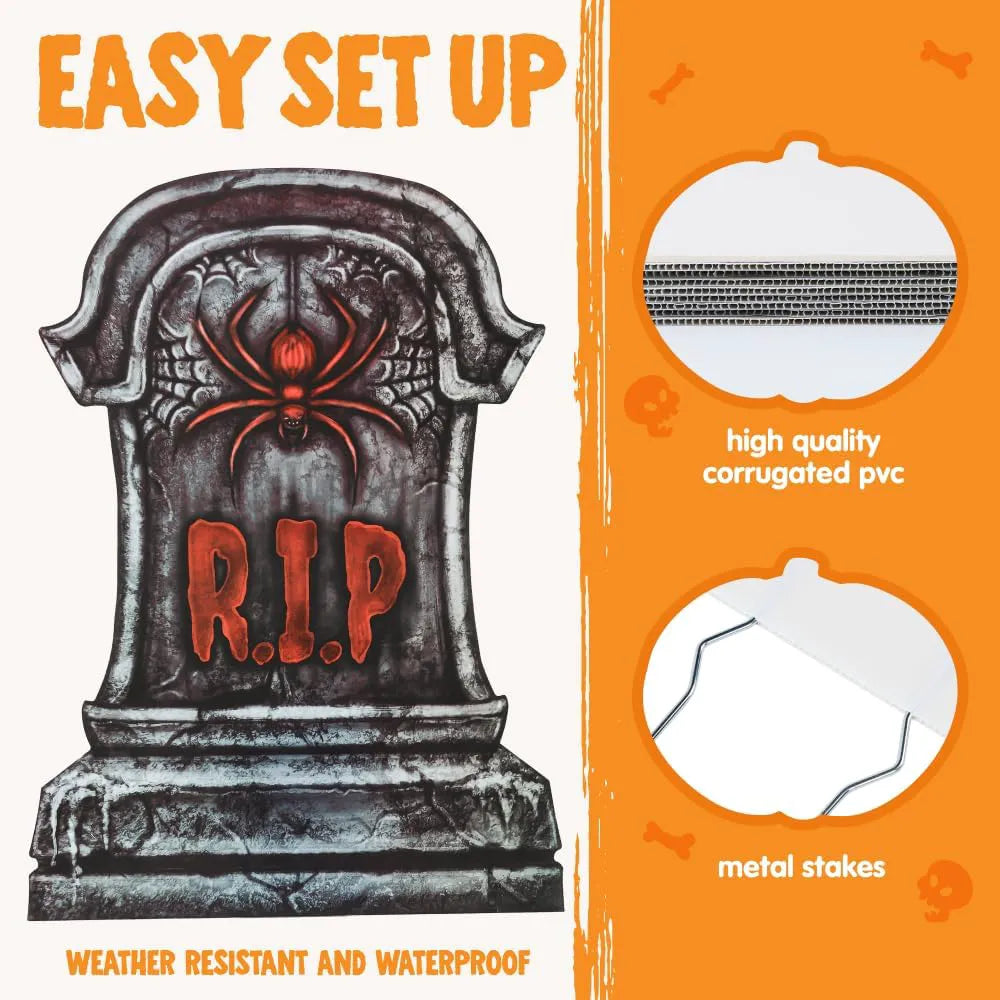 16" Halloween Tombstones Decorations, 9 Pcs