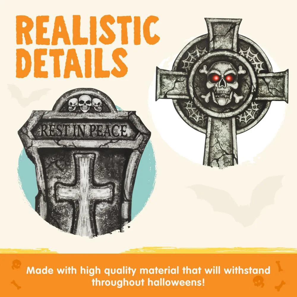 16" Halloween Tombstones Decorations, 9 Pcs