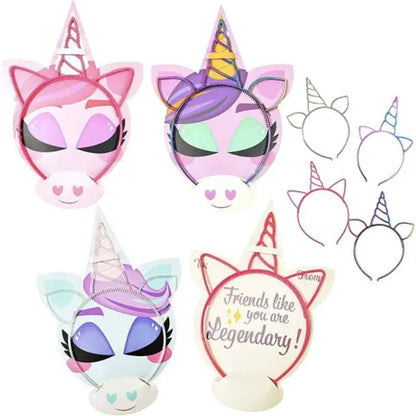 16 Unicorn Headband Valentines Cards for Kids Classroom Exchange