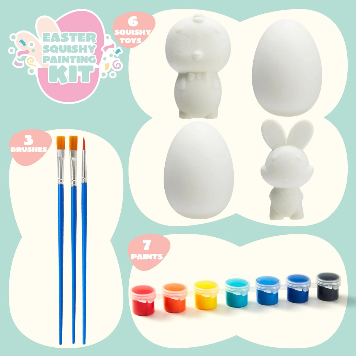 16-Pack Blank Easter Animal Squishy Toys