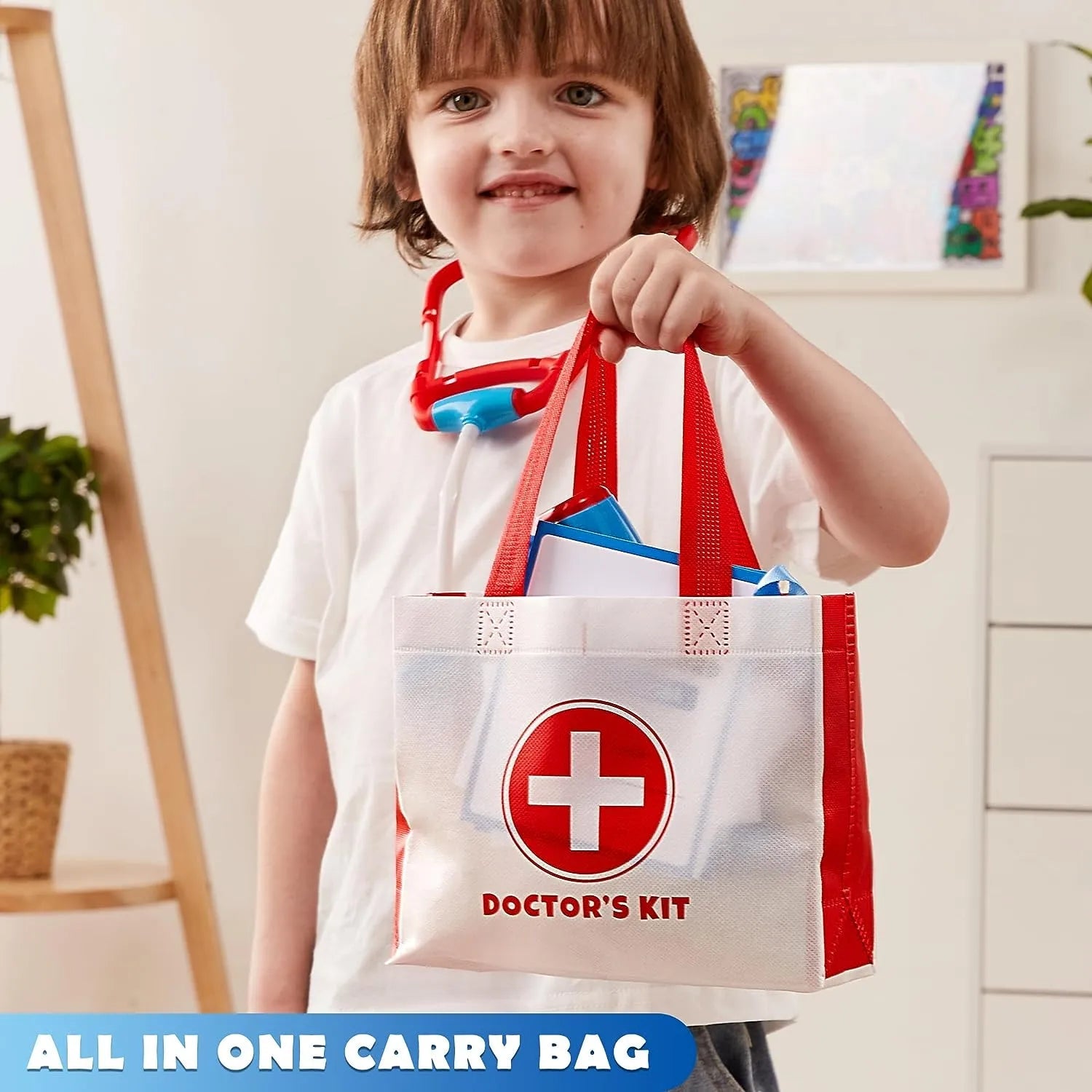 Play-Act 16-Piece Kids Doctor Pretend Play Medical Kit with Bag