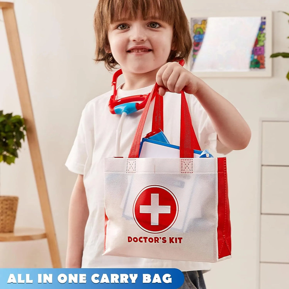 Play-Act 16-Piece Kids Doctor Pretend Play Medical Kit with Bag