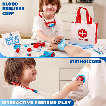 Play-Act 16-Piece Kids Doctor Pretend Play Medical Kit with Bag