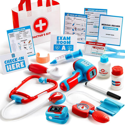Play-Act 16-Piece Kids Doctor Pretend Play Medical Kit with Bag