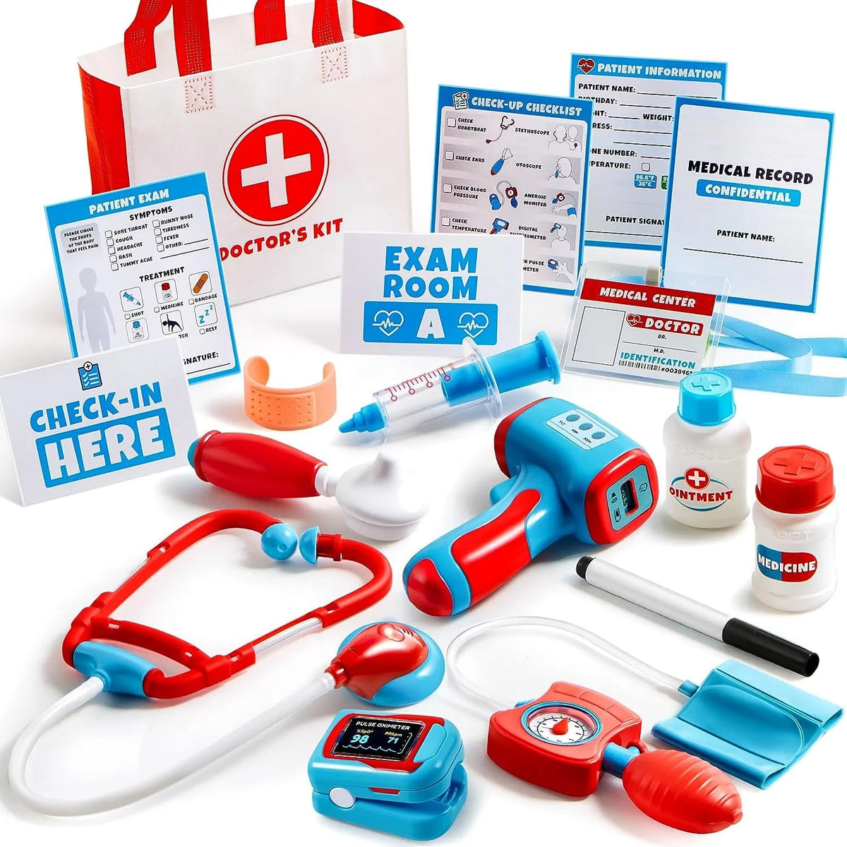 Play-Act 16-Piece Kids Doctor Pretend Play Medical Kit with Bag