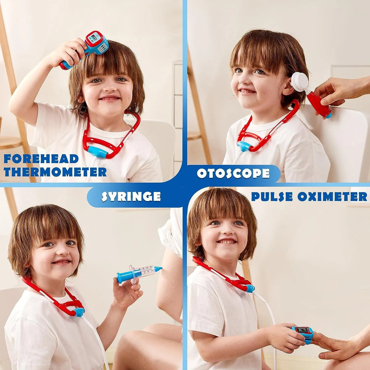 Play-Act 16-Piece Kids Doctor Pretend Play Medical Kit with Bag