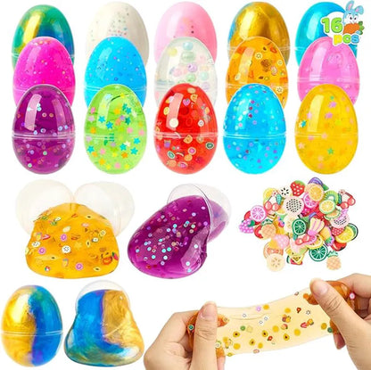 16 Prefilled Slime Easter Eggs for Kids Party & Hunt