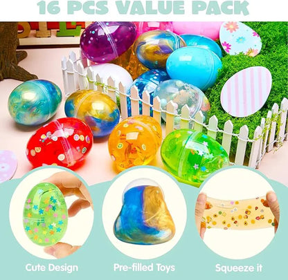 16 Prefilled Slime Easter Eggs for Kids Party & Hunt