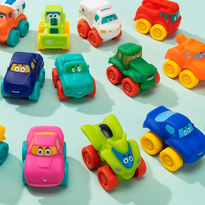 16-Piece Set of Mini Rubber Vehicles