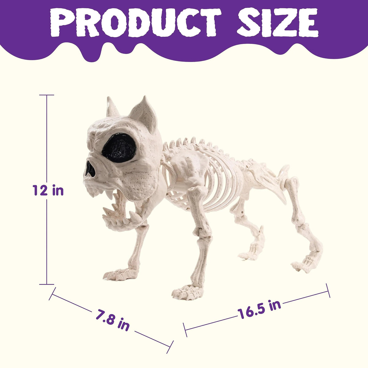 16" Halloween Poseable Skeleton Dog with Pose-N-Stay Plastic Bones