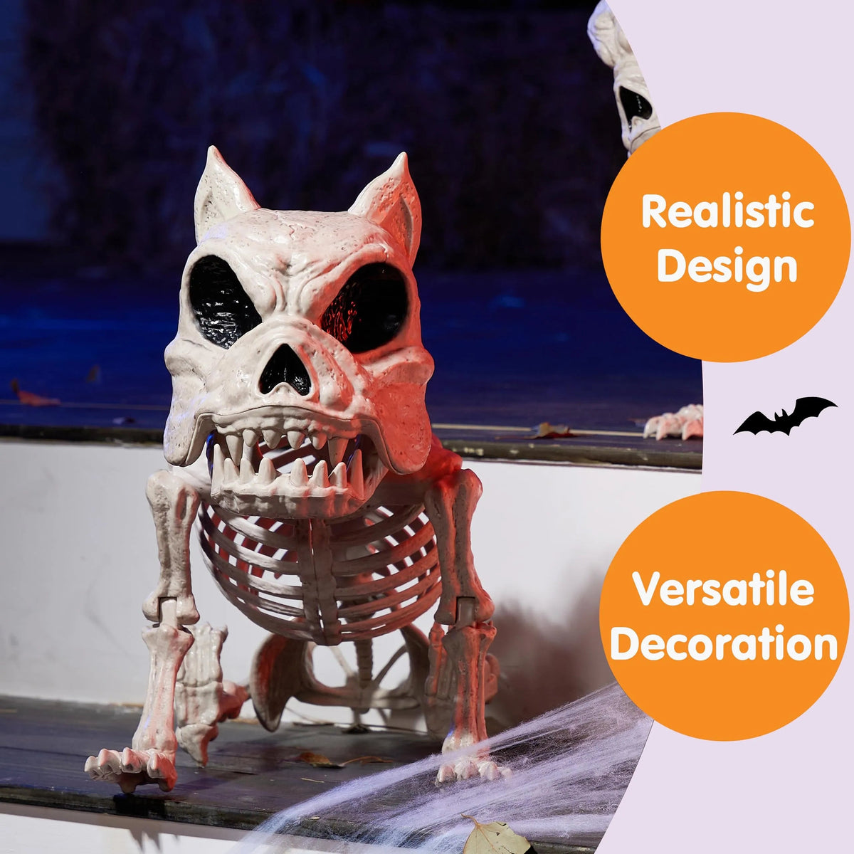 16" Halloween Poseable Skeleton Dog with Pose-N-Stay Plastic Bones