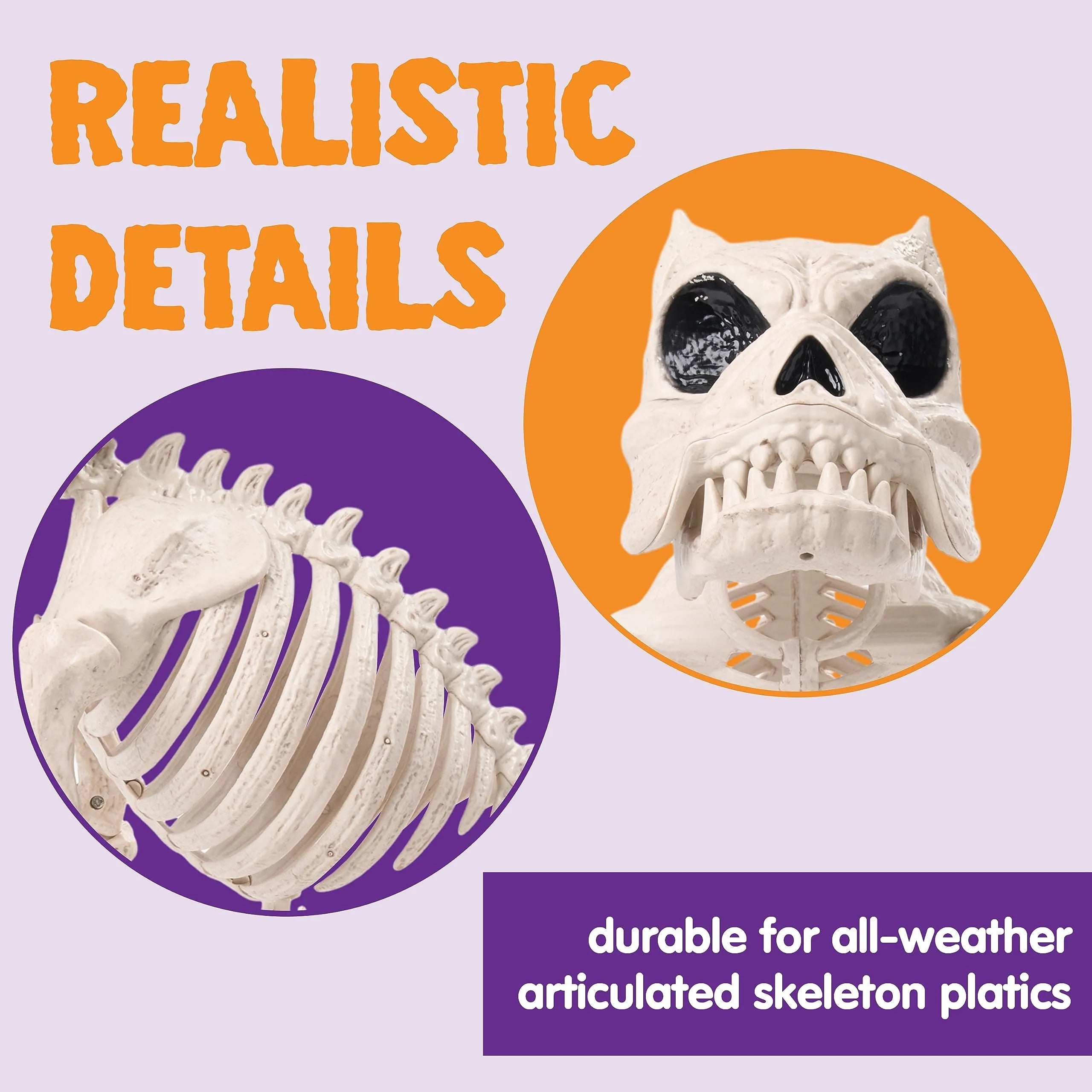 16" Halloween Poseable Skeleton Dog with Pose-N-Stay Plastic Bones
