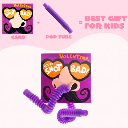 28 Packs Nose Picking Valentine's Day Cards with Pop Tubes for Kids