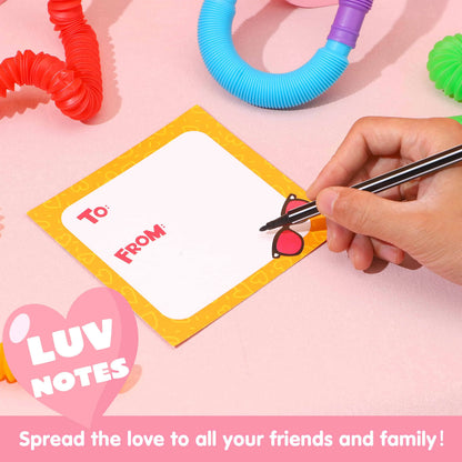 28 Packs Nose Picking Valentine's Day Cards with Pop Tubes for Kids