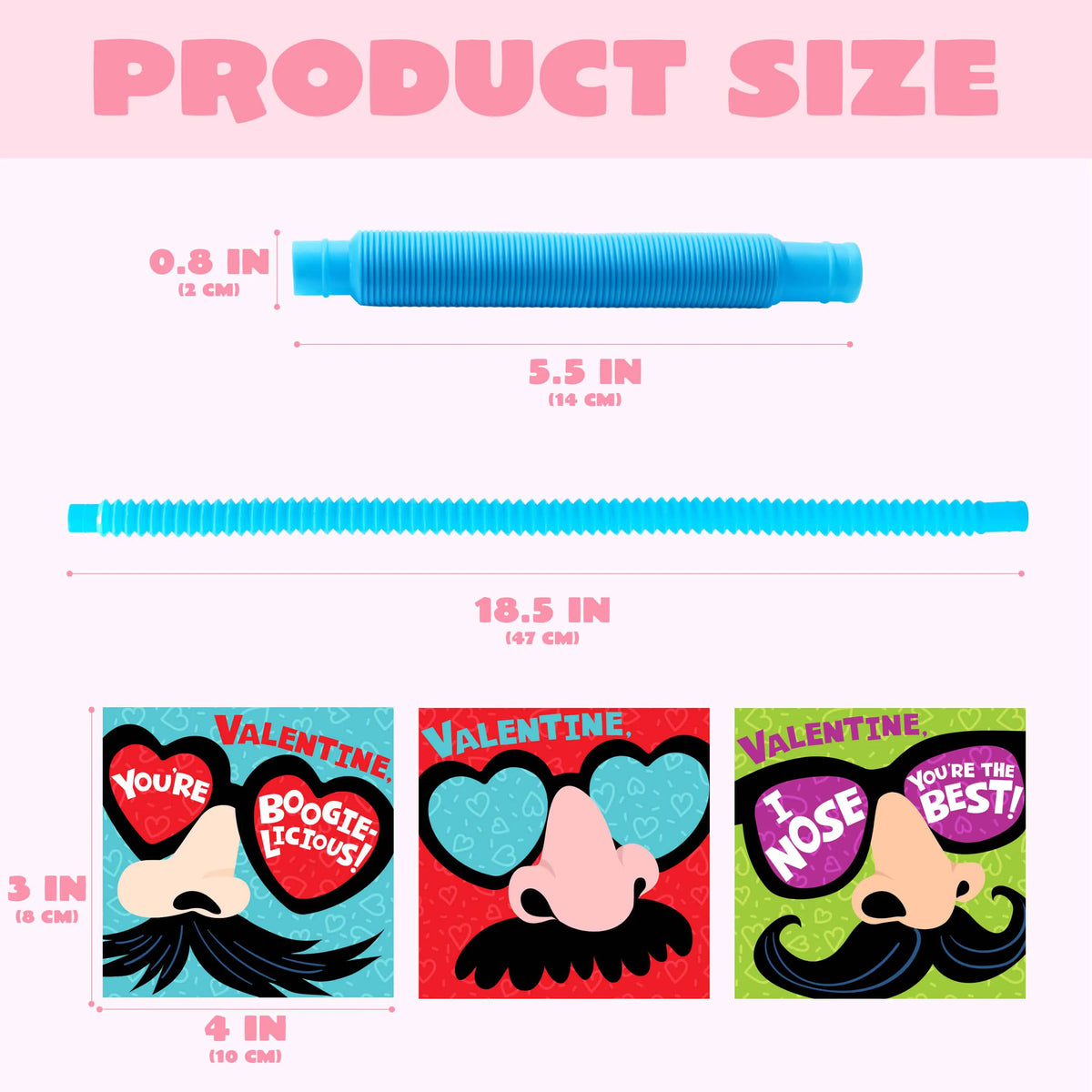 28 Packs Nose Picking Valentine's Day Cards with Pop Tubes for Kids