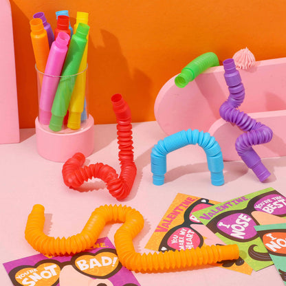 28 Packs Nose Picking Valentine's Day Cards with Pop Tubes for Kids