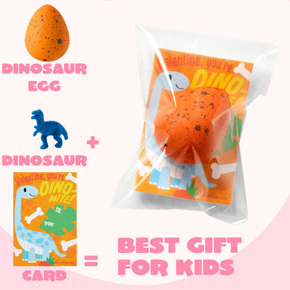 30 Pack Valentine's Day Cards with Hatching Dinosaur Egg Toys and Hangers