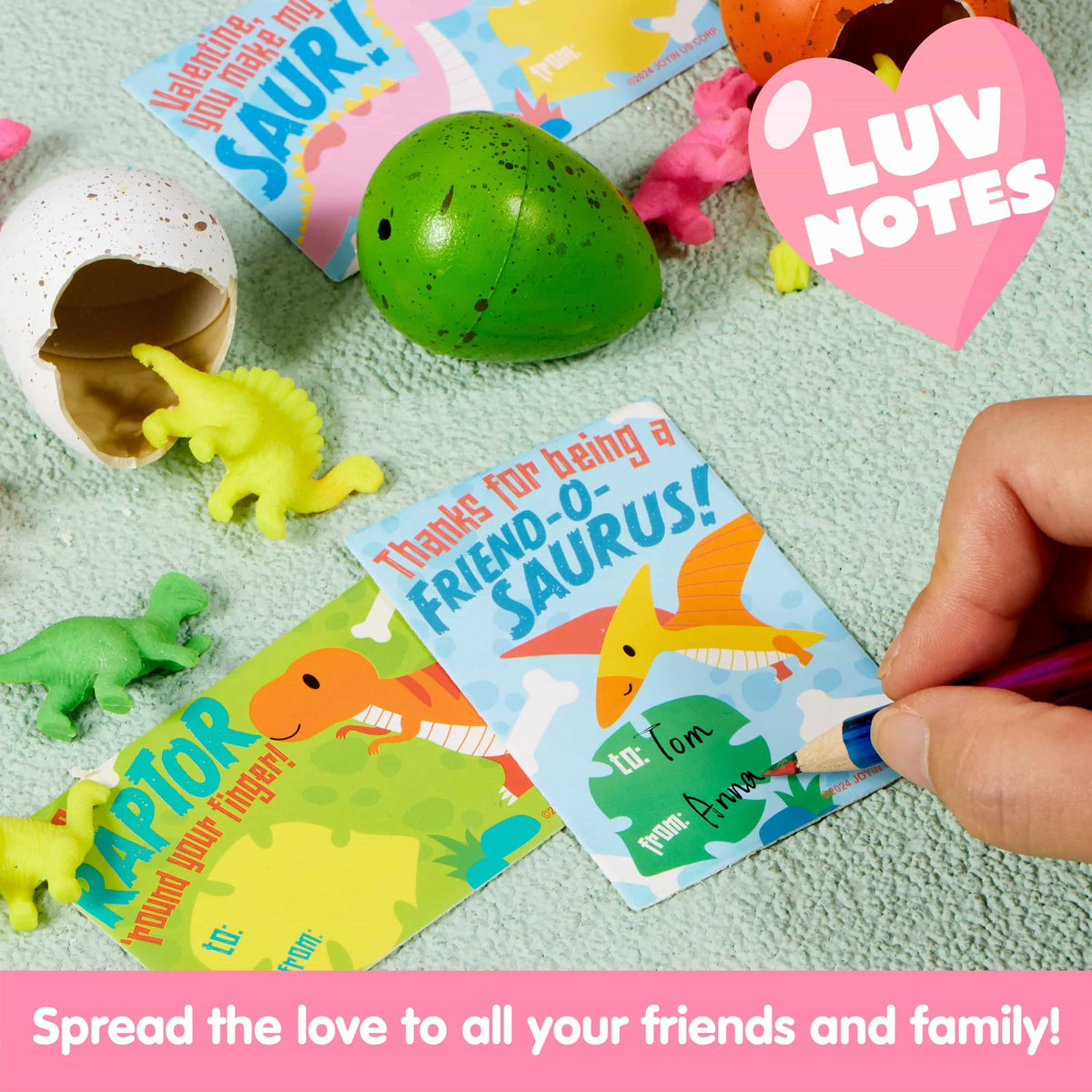 30 Pack Valentine's Day Cards with Hatching Dinosaur Egg Toys and Hangers