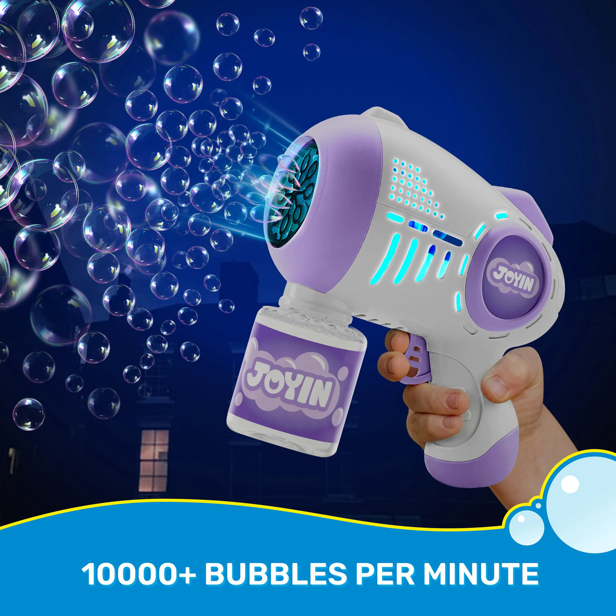 JOYIN 2-Pack Bubble Guns with 4 Bottles of Solution, Automatic Bubble Machine Gun with 8 Holes for Kids and Adults, Summer Toys, Easter Basket Stuffers