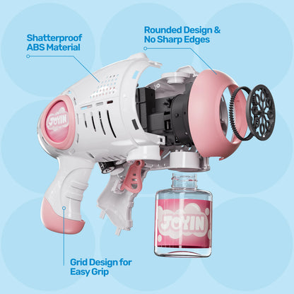 JOYIN 2-Pack Bubble Guns with 4 Bottles of Solution, Automatic Bubble Machine Gun with 8 Holes for Kids and Adults, Summer Toys, Easter Basket Stuffers