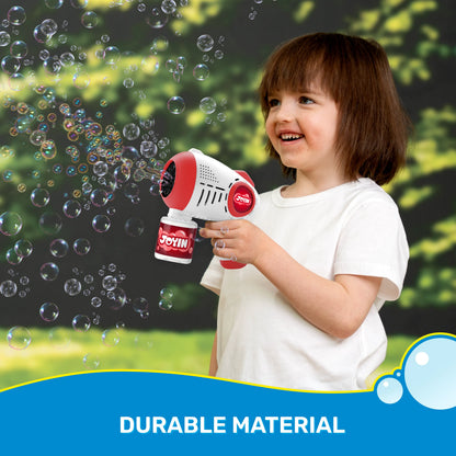 JOYIN 2-Pack Bubble Guns for Kids with 4 Bottles of Solution, Automatic Bubble Machine Gun with 8 Holes, Blue and Red