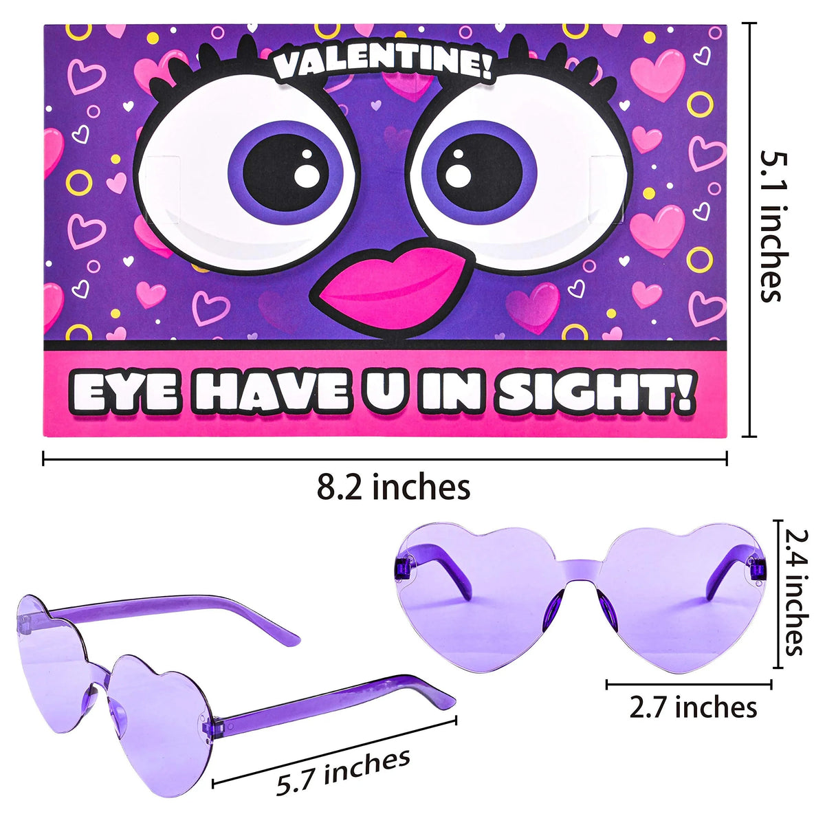 18 Heart-Shaped Glasses Valentine's Day Cards for Kids - Classroom Exchange Gifts