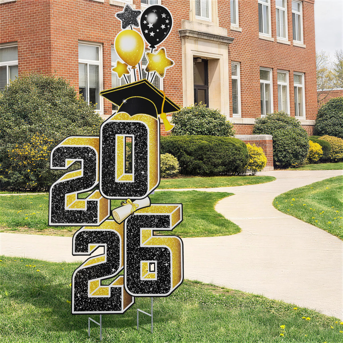 2.8FT Graduation Black & Gold Yard Sign Class of 2026, Graduation Decorations for High School College Graduation Supplies