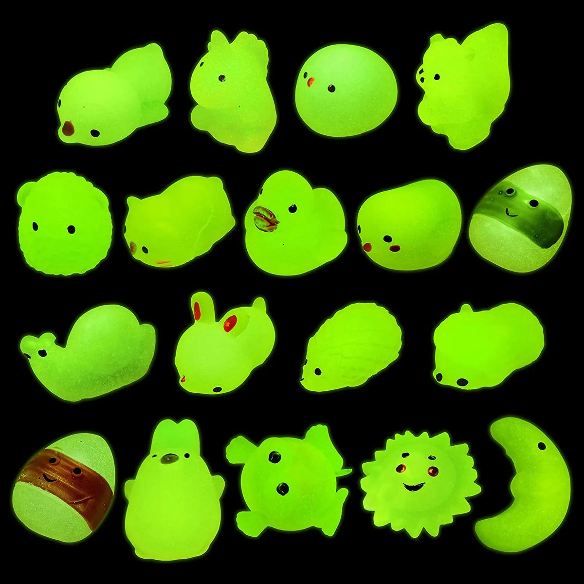 18 Glow-in-the-Dark Mochi Squishy Toys in Prefilled Easter Eggs for Egg Hunt