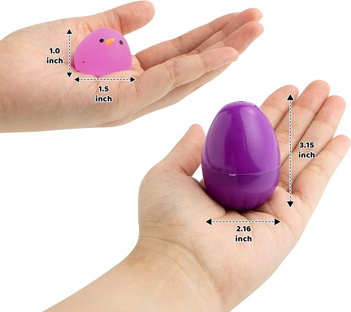 18 Glow-in-the-Dark Mochi Squishy Toys in Prefilled Easter Eggs for Egg Hunt