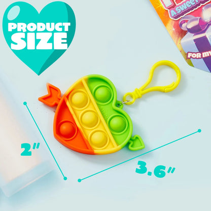 18Pcs Kids Valentine's Cards with Push Bubble Keychain Toy - Classroom Exchange Gifts