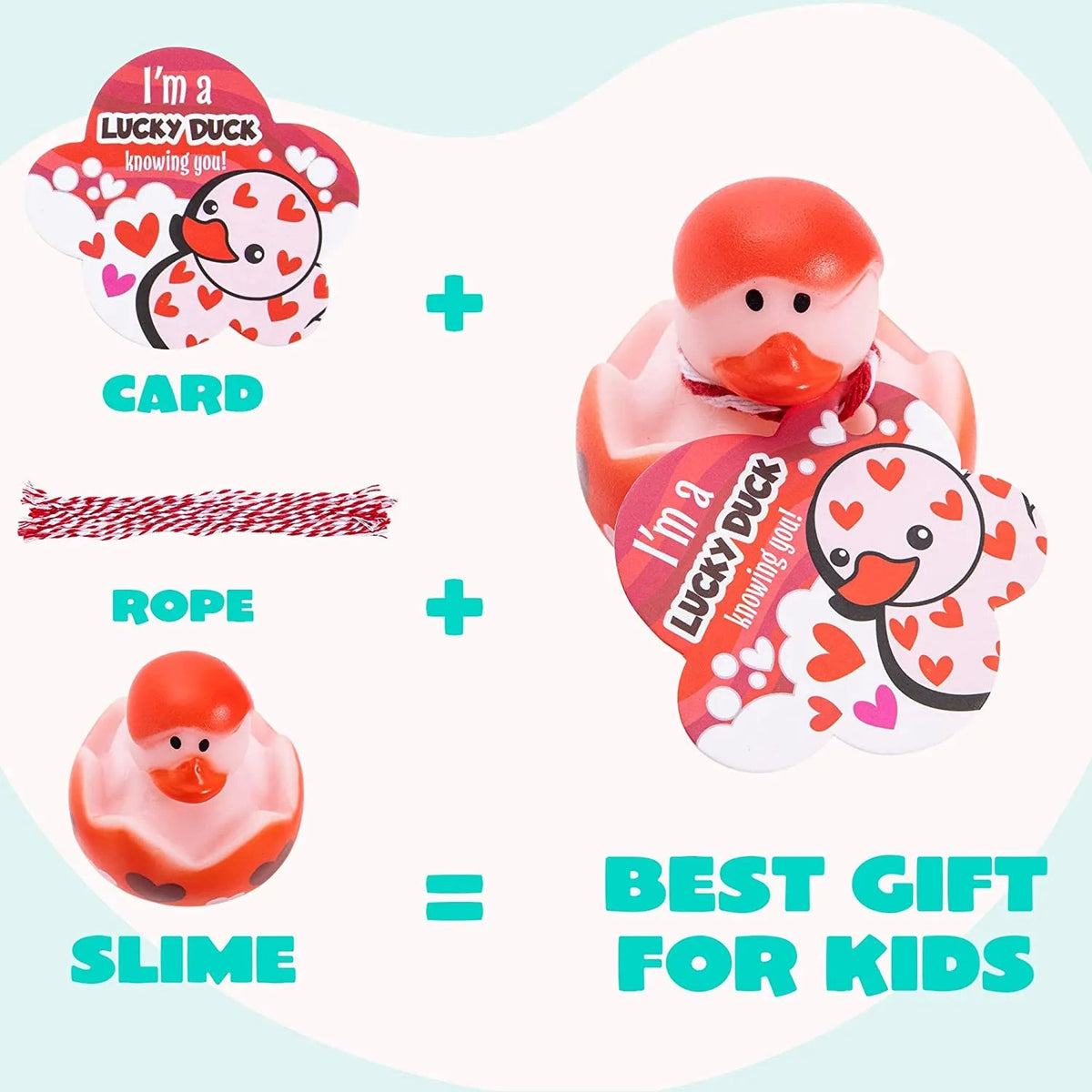 18Pcs Kids Valentine's Day Cards with Rubber Ducks - Classroom Exchange Gifts