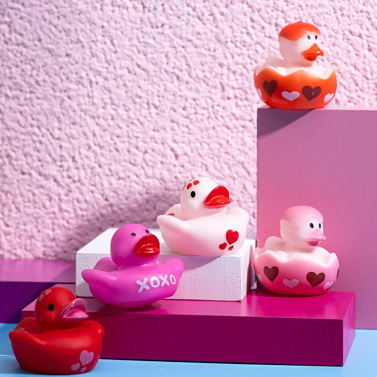 18Pcs Kids Valentine's Day Cards with Rubber Ducks - Classroom Exchange Gifts