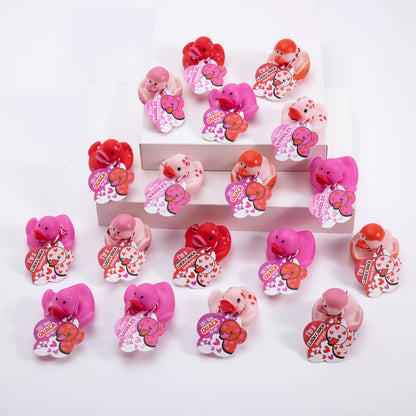 18Pcs Kids Valentine's Day Cards with Rubber Ducks - Classroom Exchange Gifts
