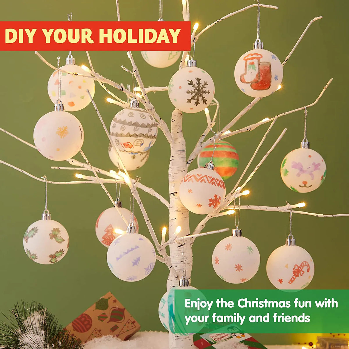 18-Pack Blank White Ball Ornaments for DIY Crafts