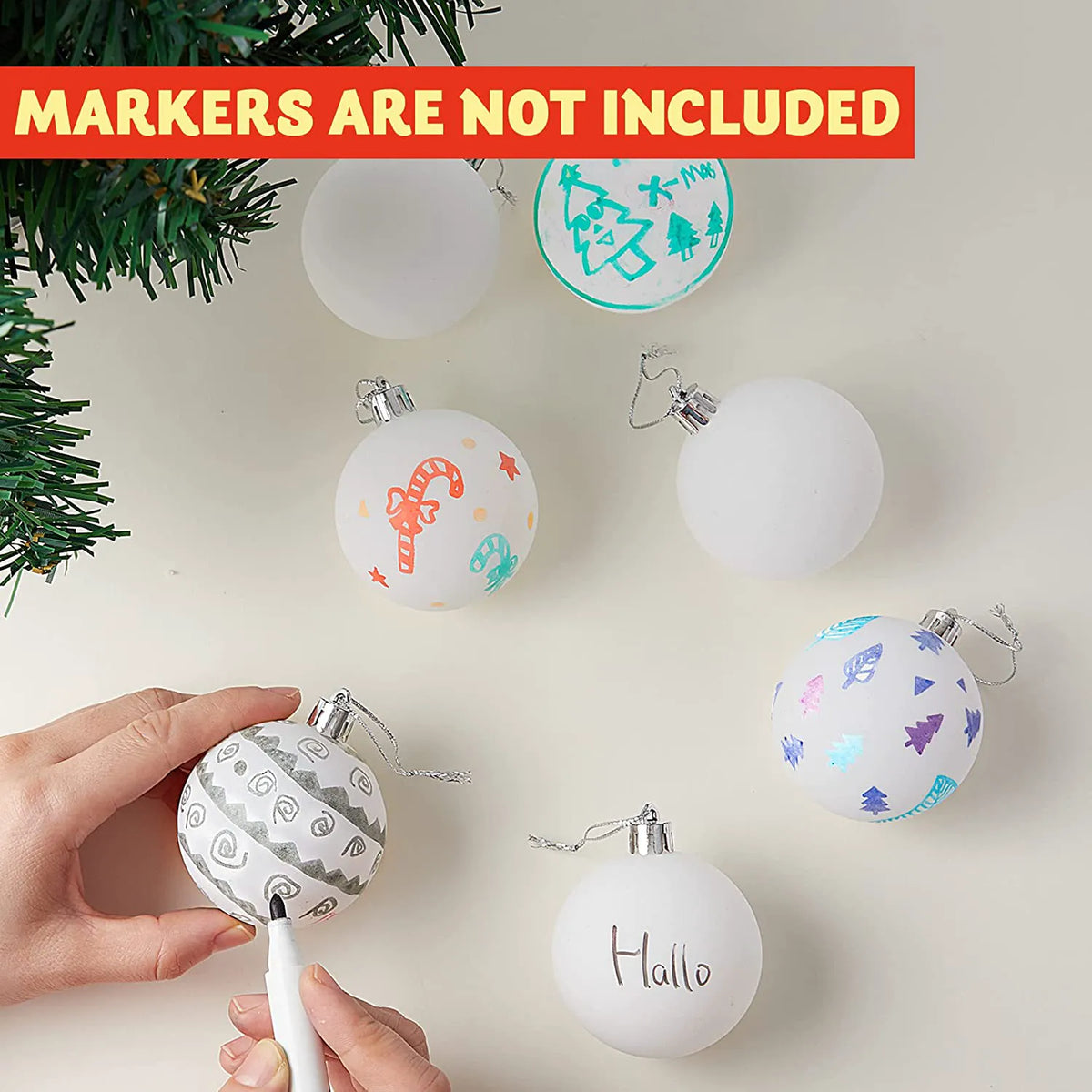18-Pack Blank White Ball Ornaments for DIY Crafts