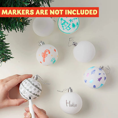 18-Pack Blank White Ball Ornaments for DIY Crafts