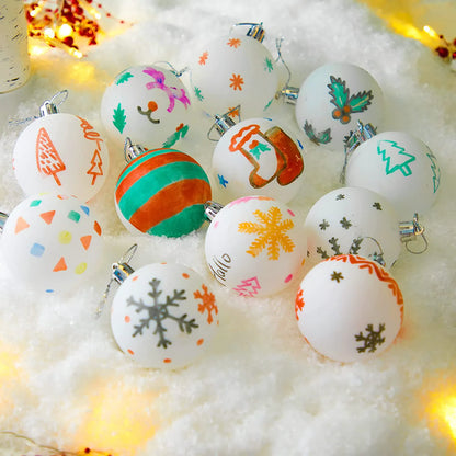 18-Pack Blank White Ball Ornaments for DIY Crafts