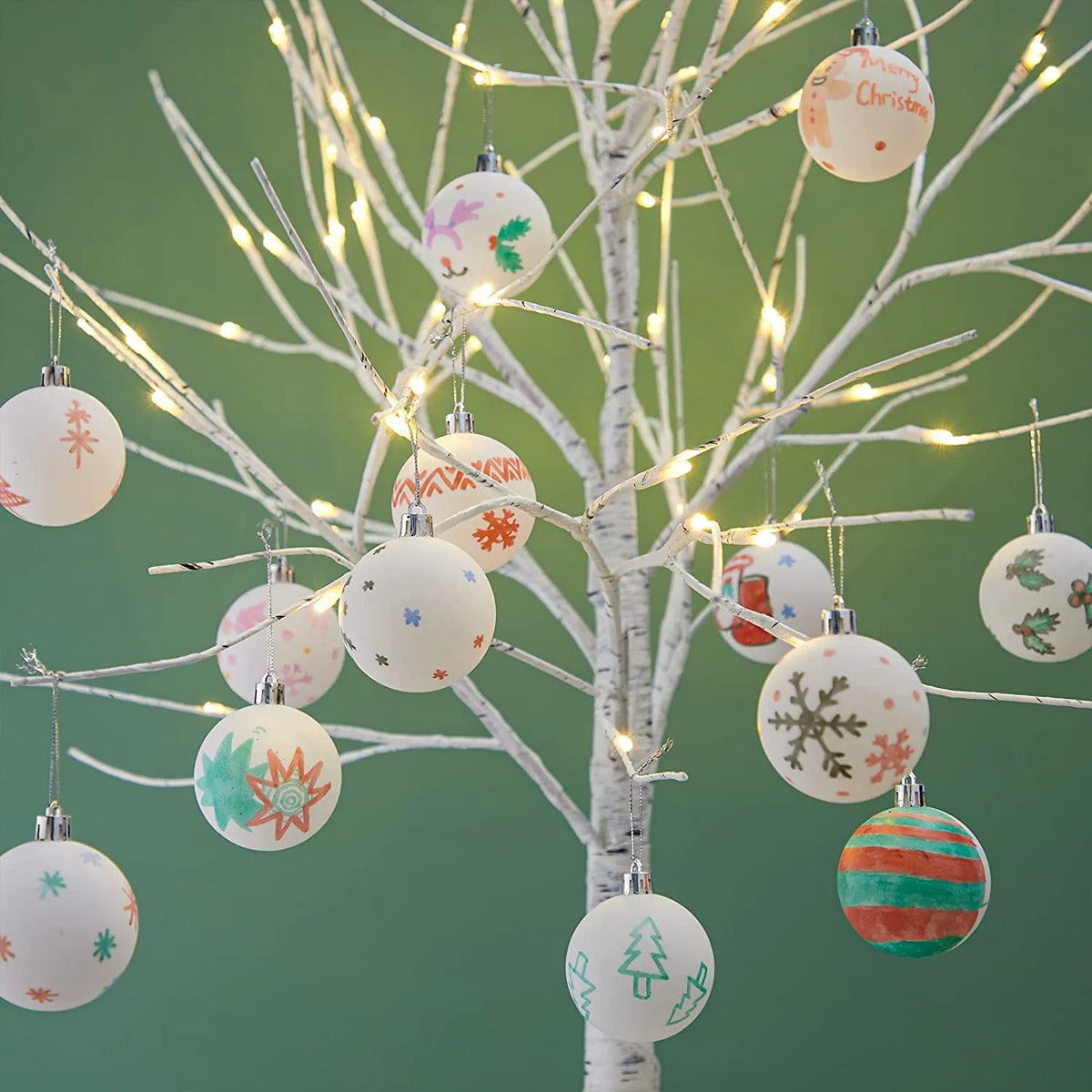 18-Pack Blank White Ball Ornaments for DIY Crafts