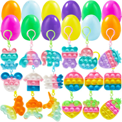 18-Piece Bubble Animal Keychain Prefilled Easter Eggs