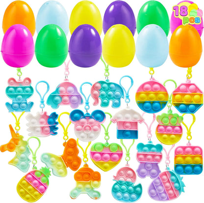 18-Piece Bubble Animal Keychain Prefilled Easter Eggs