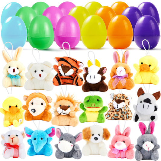 18-Pack Plush Animal Toys in Prefilled Easter Eggs (2.23 Inches)