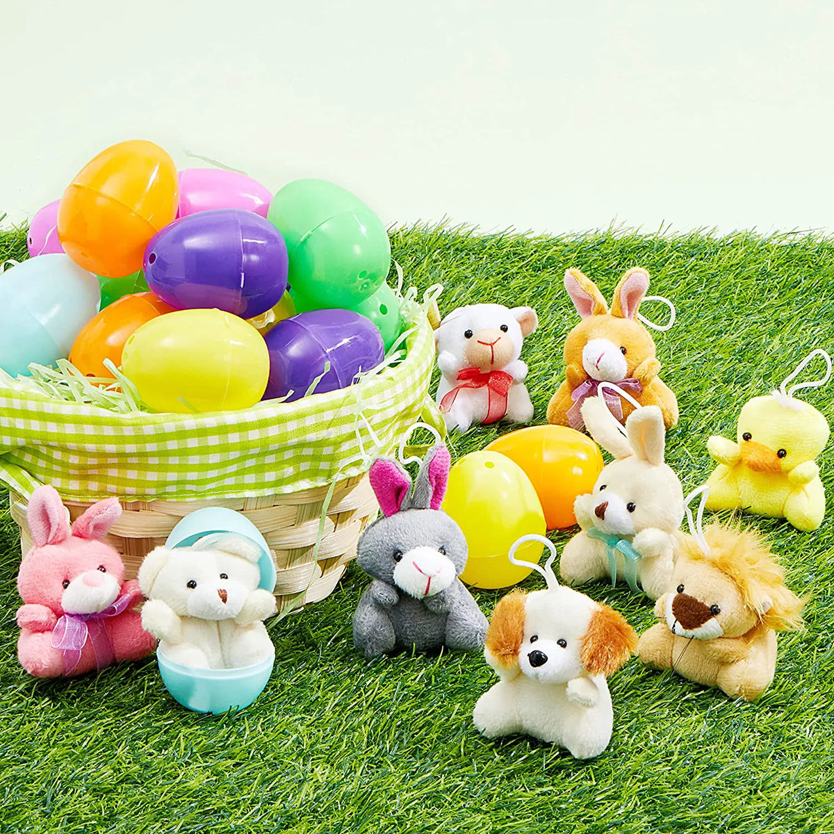 18-Pack Plush Animal Toys in Prefilled Easter Eggs (2.23 Inches)