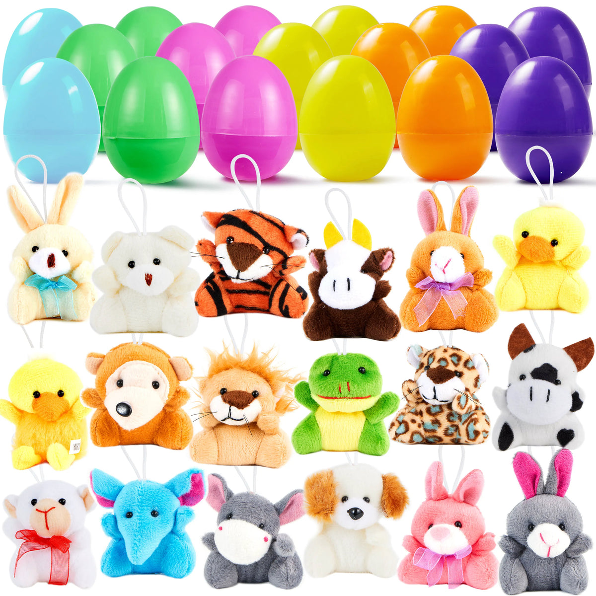 18-Pack Plush Animal Toys in Prefilled Easter Eggs (2.23 Inches)