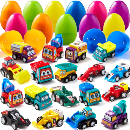 18 Pull Back Cars in Prefilled Easter Eggs (3-Pack)