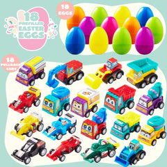 18 Pull Back Cars in Prefilled Easter Eggs (3-Pack)