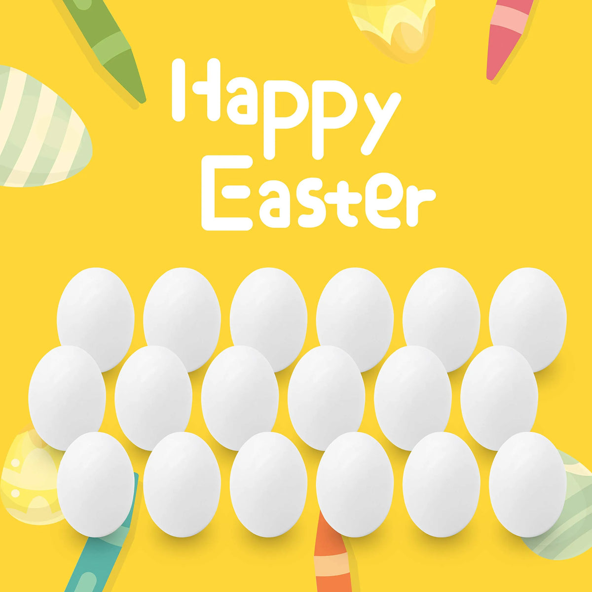 18 White Wooden Easter Eggs for DIY Decor and Craft Activities