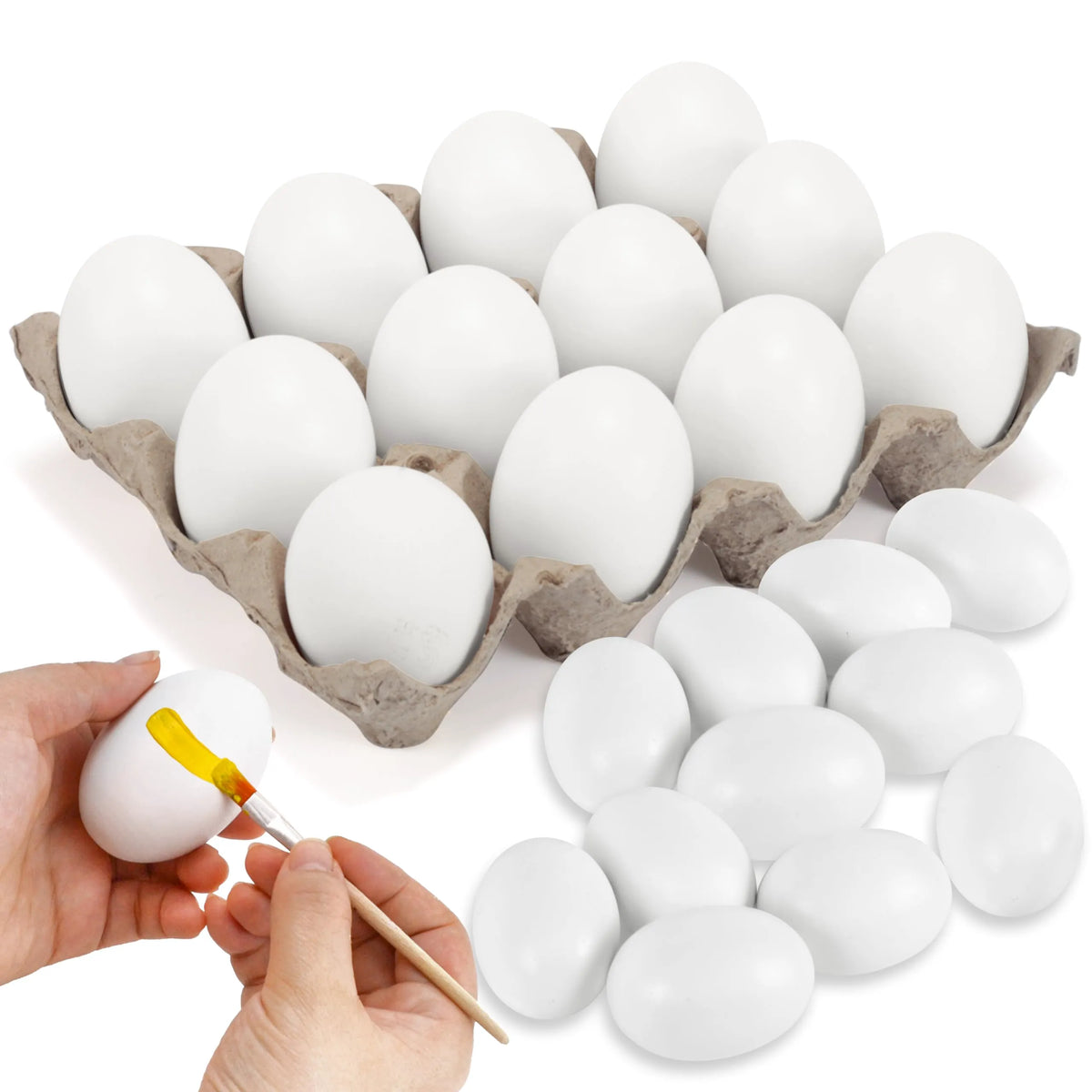 18 White Wooden Easter Eggs for DIY Decor and Craft Activities